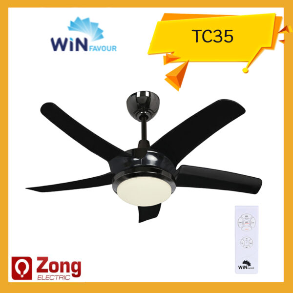Winfavour พัดลมเพดาน พัดลมโคมไฟ ใบพัด 42นิ้ว5ใบพัด ชนิดรีโมท สีดำ TC35  Remote control ceiling fan