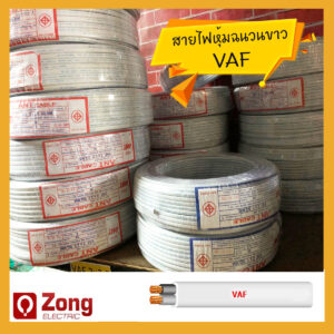 VAF สายไฟหุ้มฉนวน 2 ชั้น แบบคู่ สีขาว ชนิดสายแข็ง
