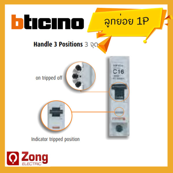 ลูกย่อยชนิด 1โพล 10แอมป์ 1P10A 6kA Bticino