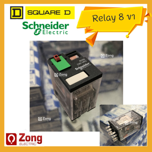 ของแท้!! Schneider Relay 8ขา 220V/230VAC 50/60Hz  12A