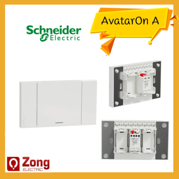 A7031F_WE Schneider Avatar on A A7031F_WE ชุดสวิตช์ทางเดียว 1 ช่อง ประกอบสำเร็จรูป โมเดิร์น ดีไซน์ใหม่ ไร้กรอบ สีขาว Switch, Avataron A, 16AX 250V, 1 Gang, 1 Way, with Fluorescent, E size, White