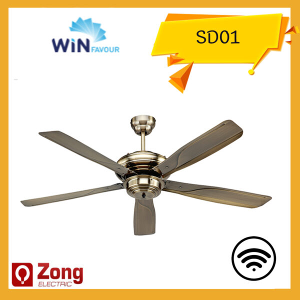 Winfavour พัดลมเพดาน ใบพัด 56นิ้ว 5ใบพัด ชนิดรีโมท สีทองรมดำ SD01  Remote control ceiling fan